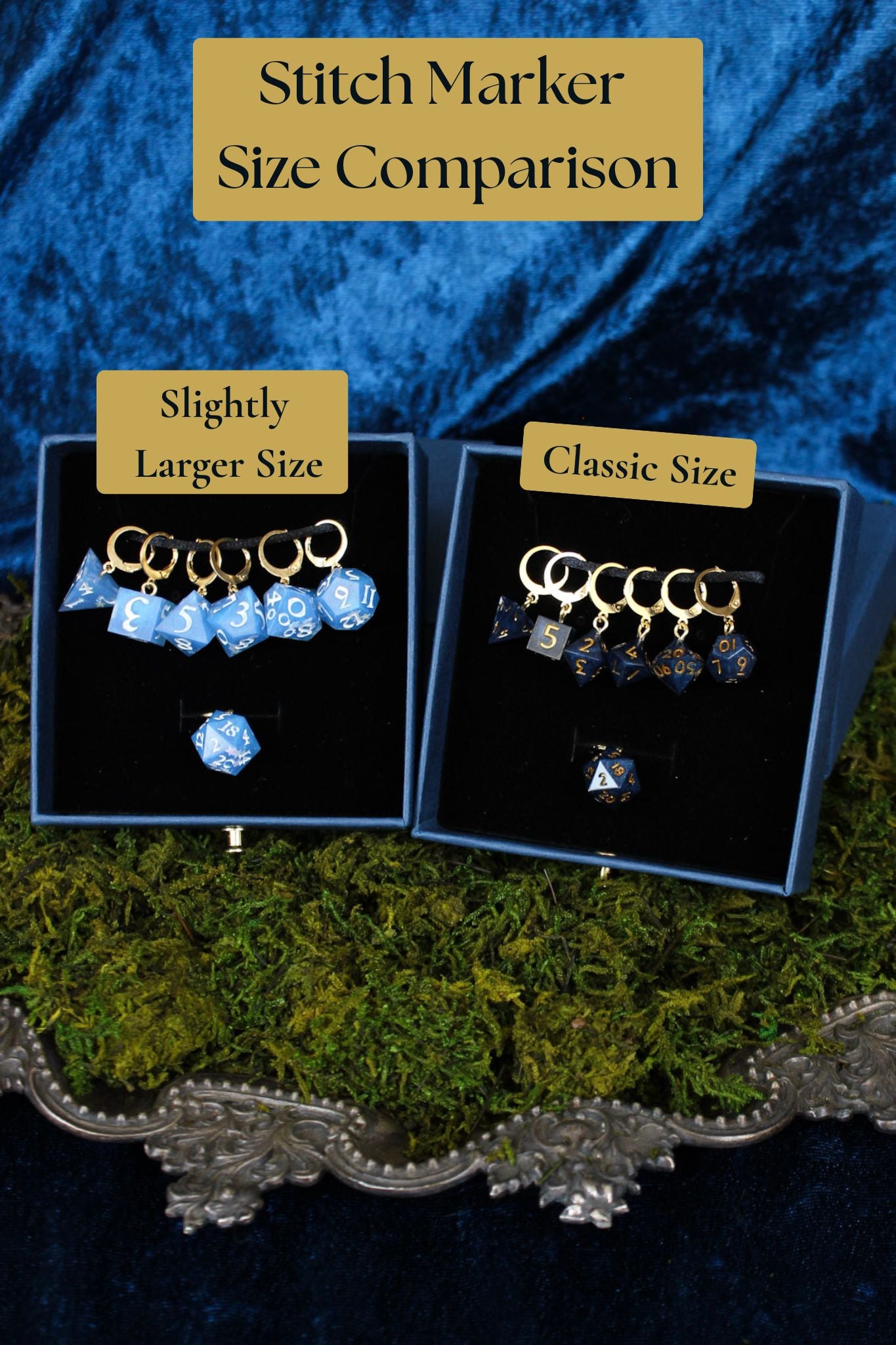 Midnight Dice Stitch Markers 7 Piece Set RPG