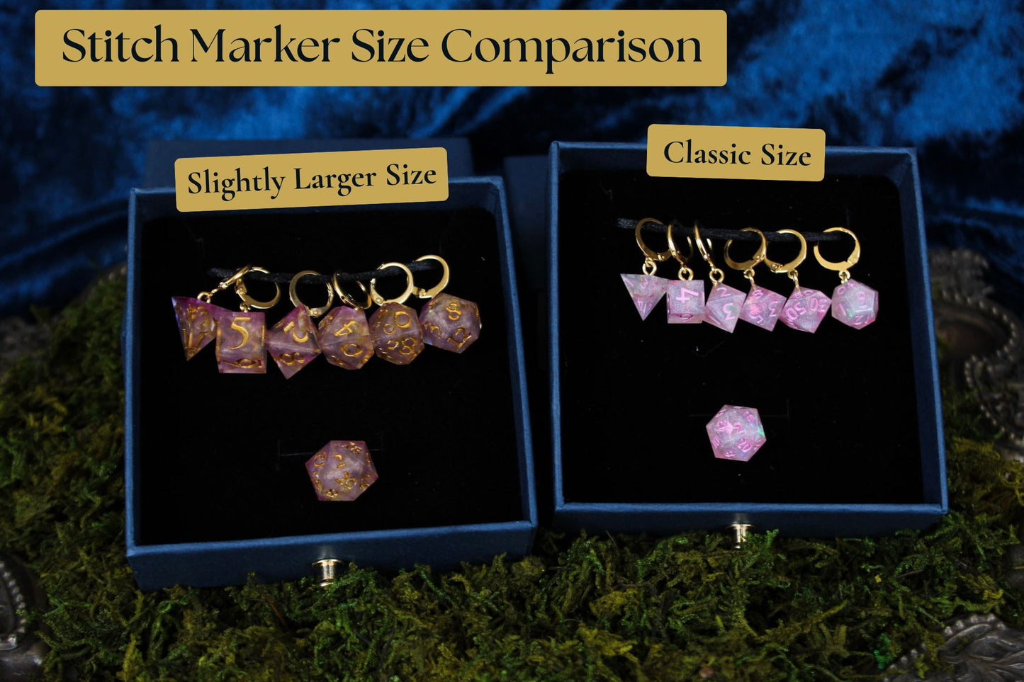 Pink Power Makeup! Dice Stitch Markers 7 Piece Set RPG