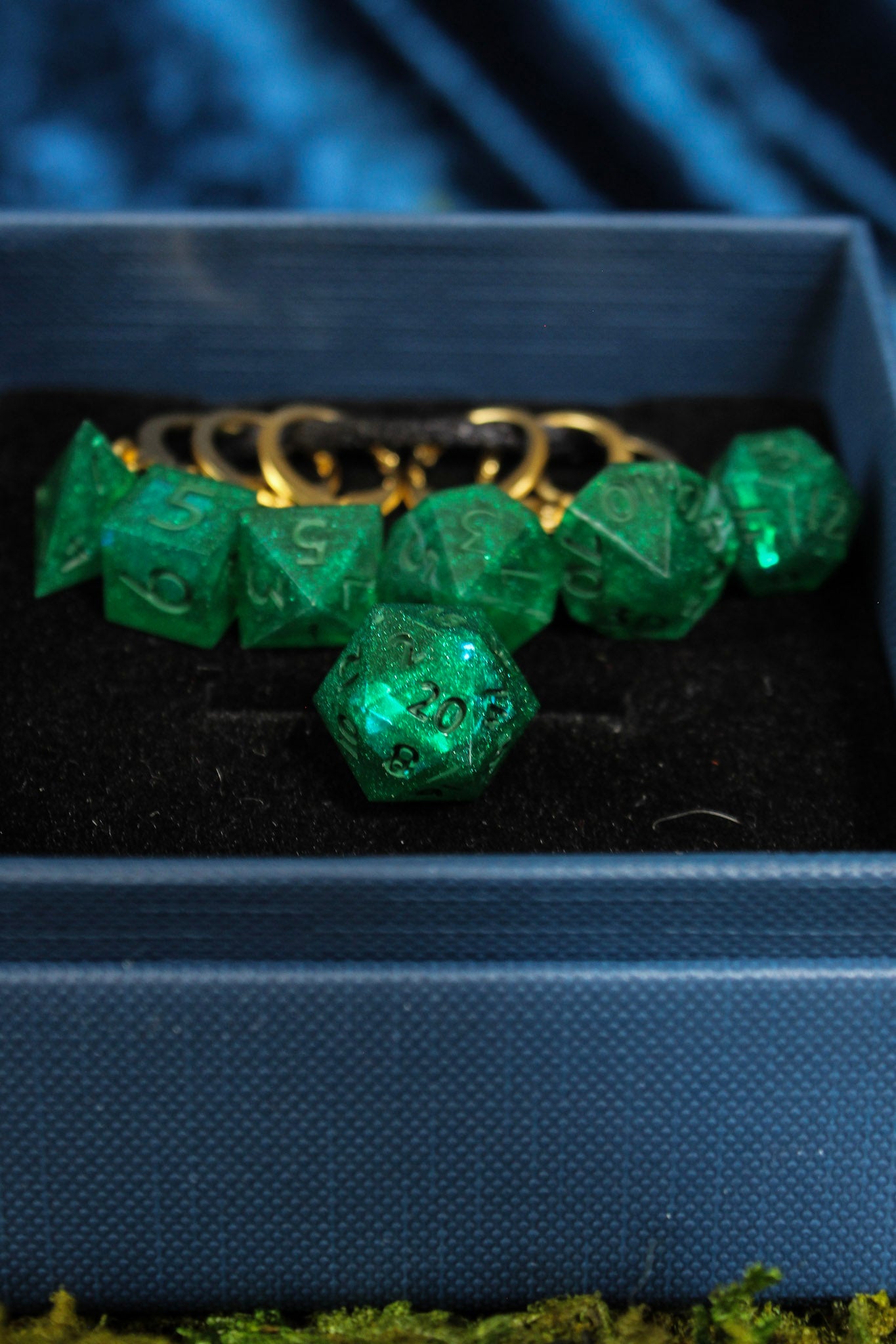 Traveler Green Dice Stitch Markers 7 Piece Set RPG