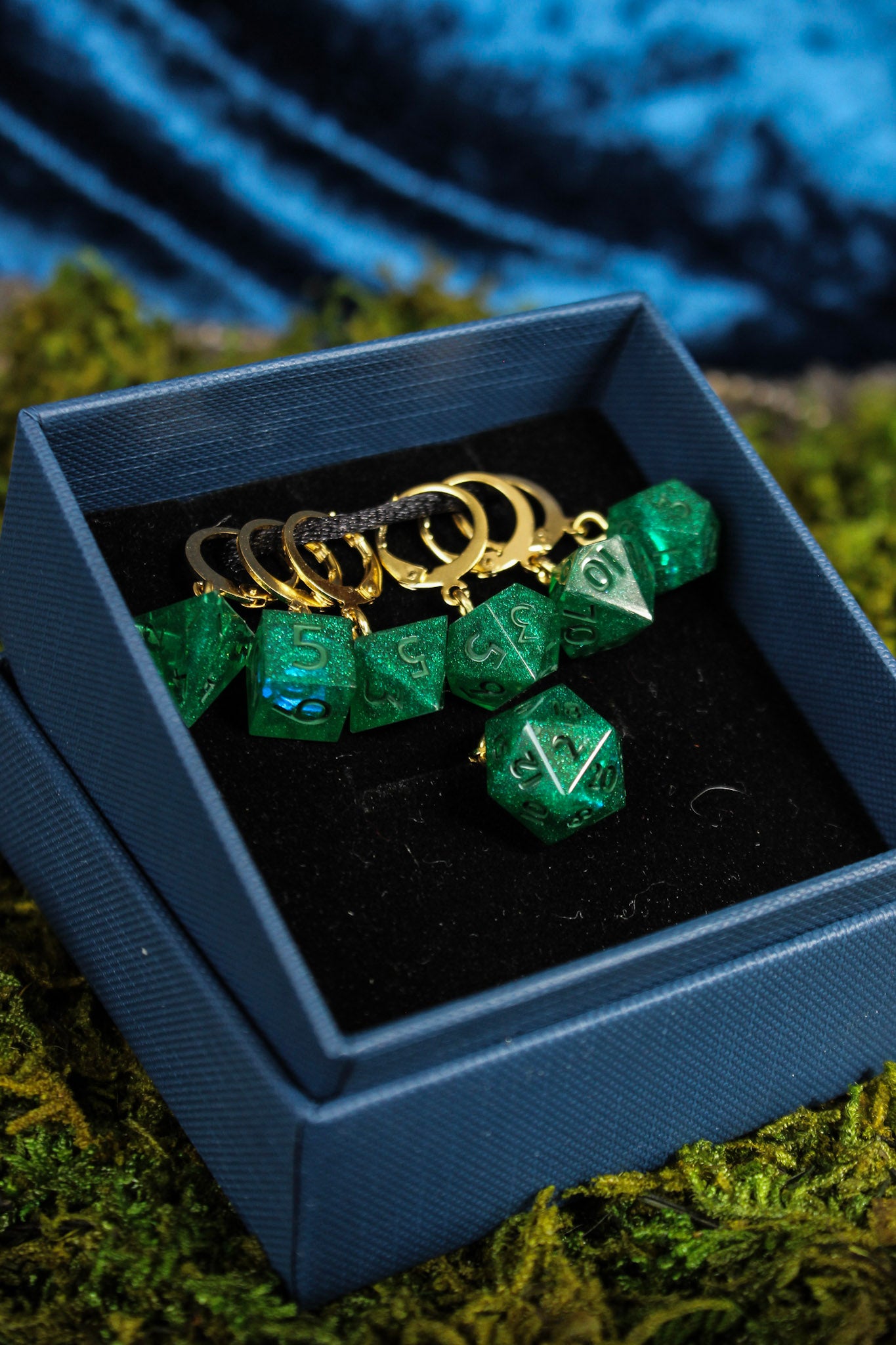 Traveler Green Dice Stitch Markers 7 Piece Set RPG