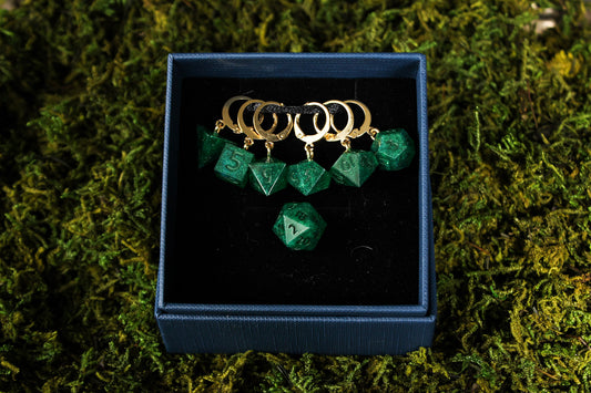 Traveler Green Dice Stitch Markers 7 Piece Set RPG