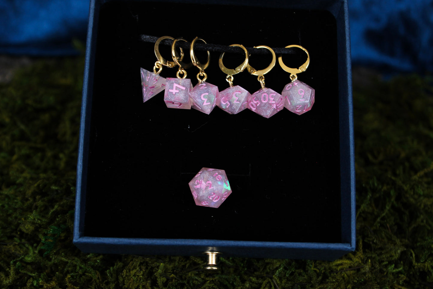 Pink Power Makeup! Dice Stitch Markers 7 Piece Set RPG