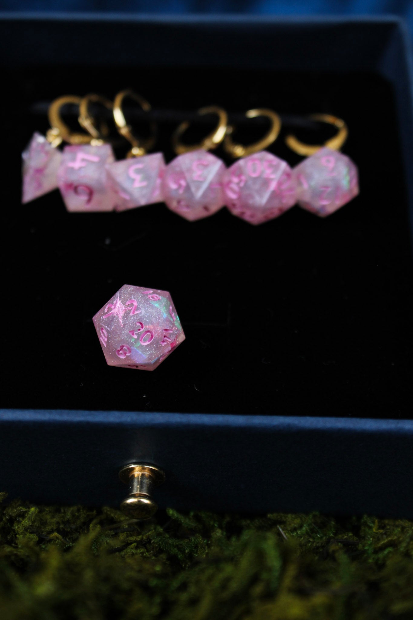 Pink Power Makeup! Dice Stitch Markers 7 Piece Set RPG