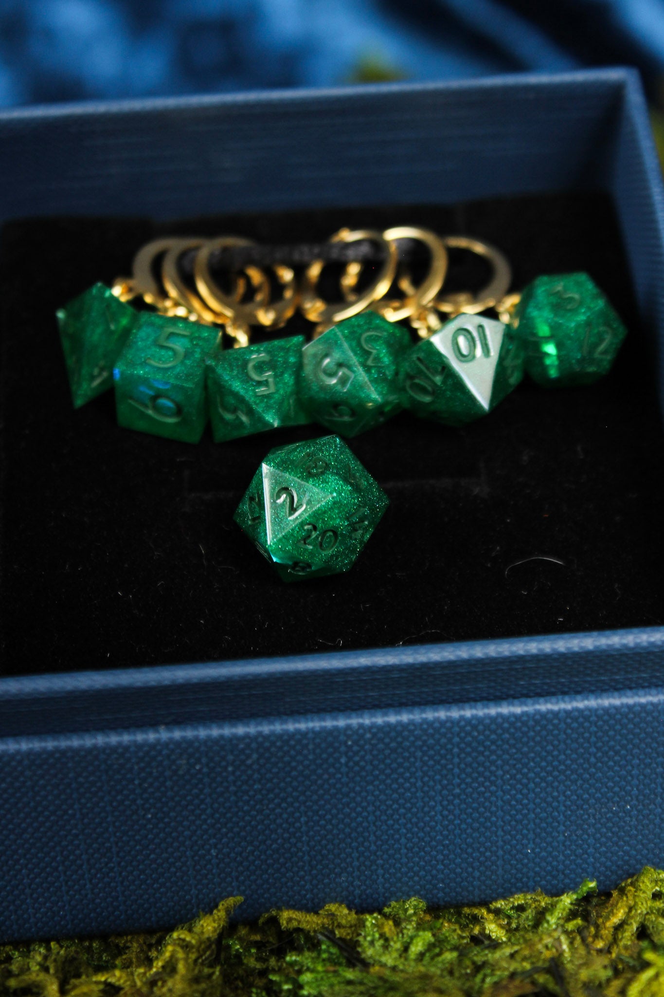Traveler Green Dice Stitch Markers 7 Piece Set RPG