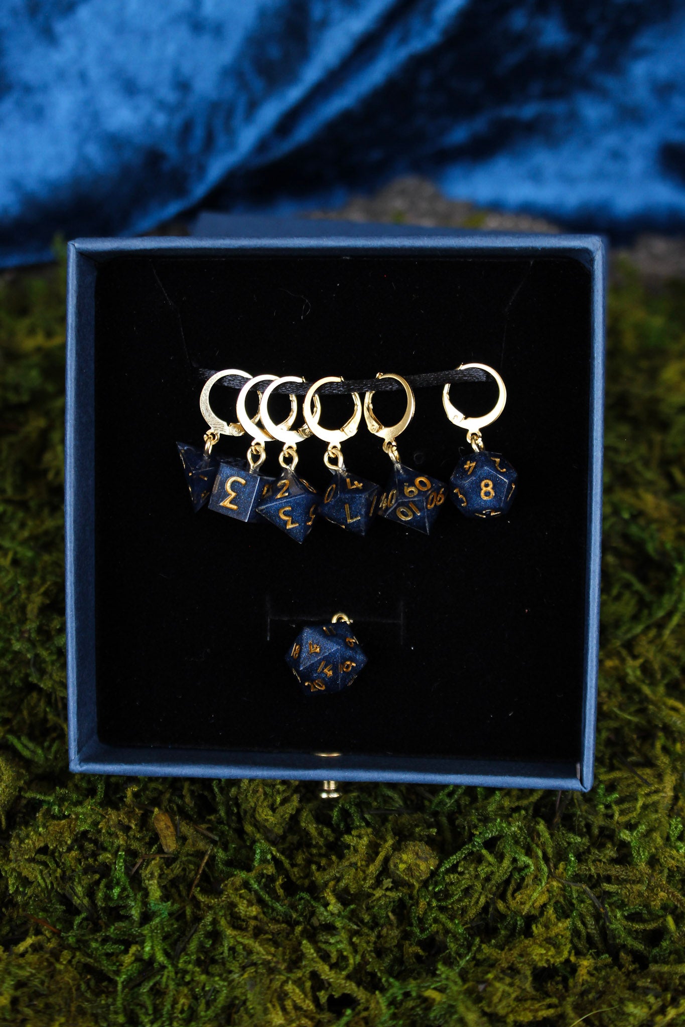 Midnight Dice Stitch Markers 7 Piece Set RPG