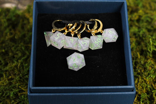 Wisteria Tree Dice Stitch Markers 7 Piece Set RPG