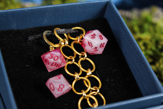 Dice Chain Row Counter Stitch Marker Raspberry Ice