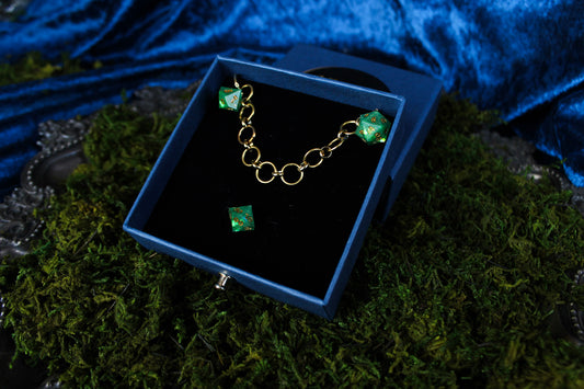 Dice Chain Row Counter Stitch Marker - Green Dragon