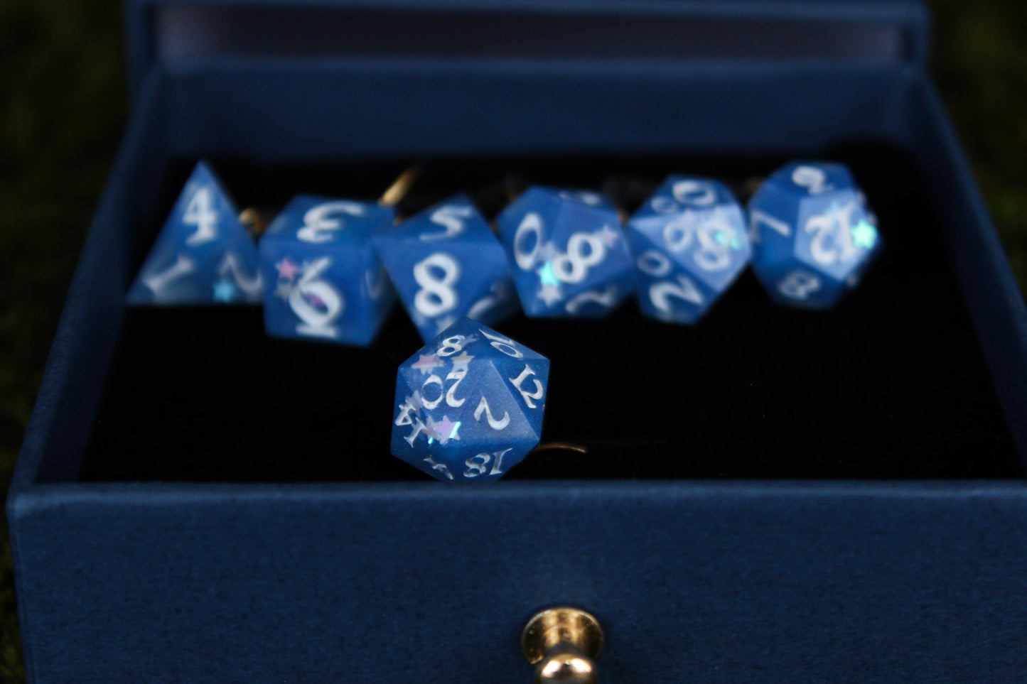 Starry Seas Dice Stitch Markers 7 Piece Set RPG