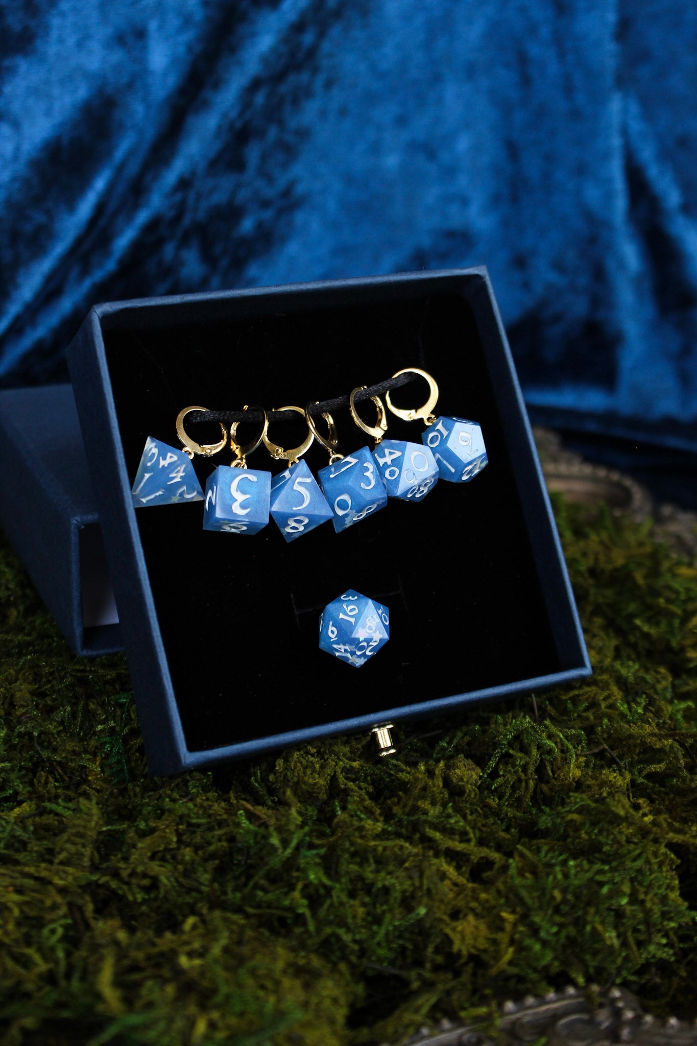 Starry Seas Dice Stitch Markers 7 Piece Set RPG