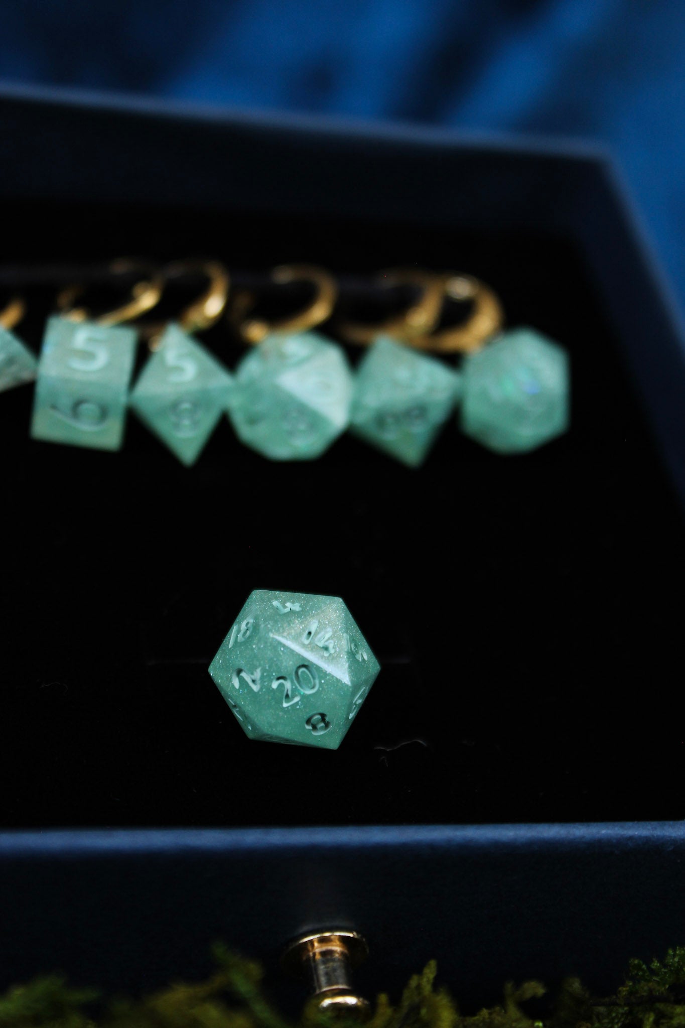 Sage Dice Stitch Markers 7 Piece Set RPG