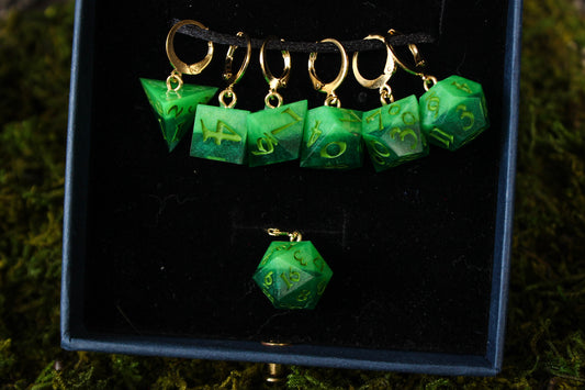 Noxious Swamp Dice Stitch Markers 7 Piece Set RPG