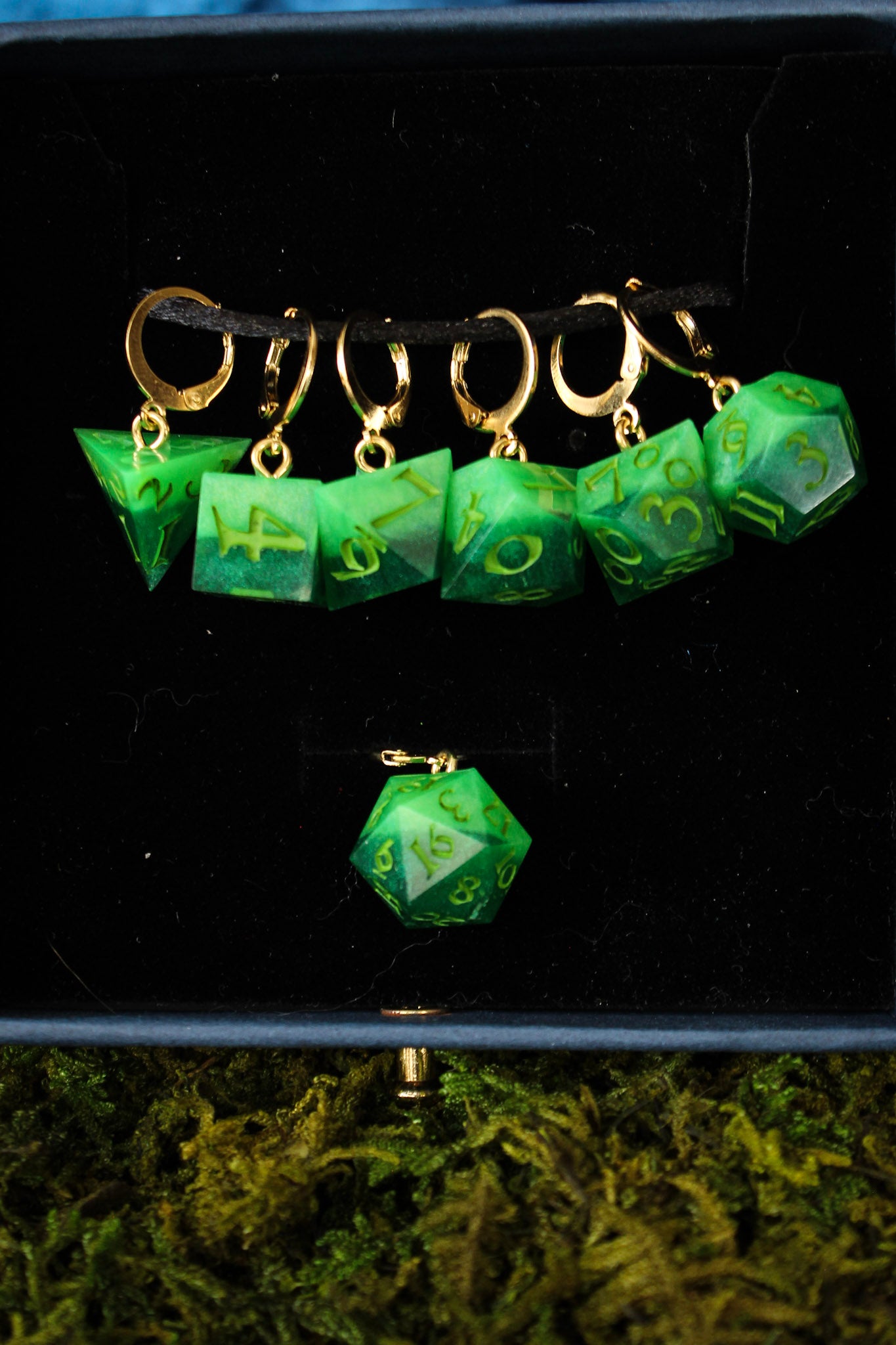 Noxious Swamp Dice Stitch Markers 7 Piece Set RPG