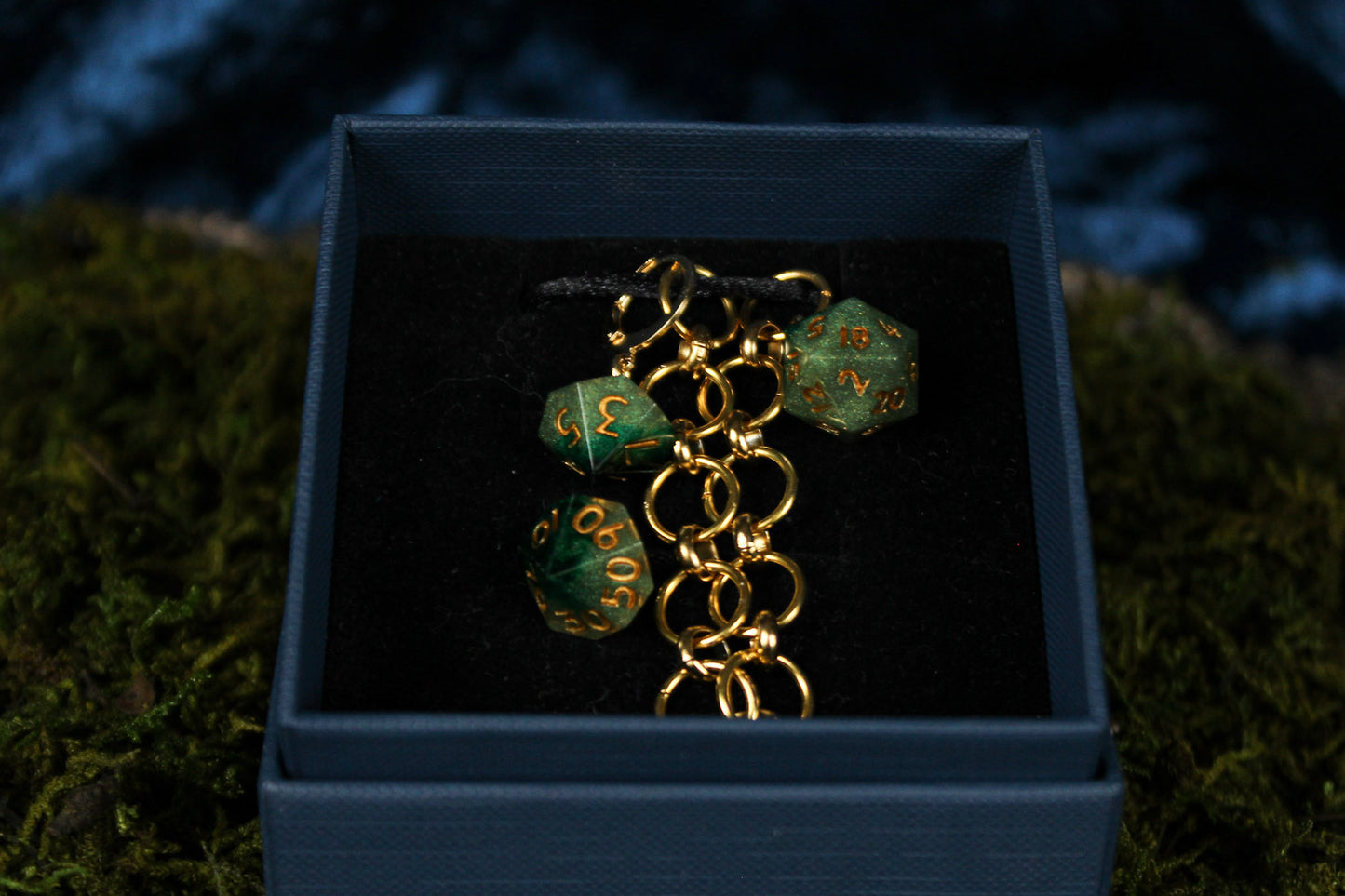 Emerald Dice Chain Row Counter Stitch Marker