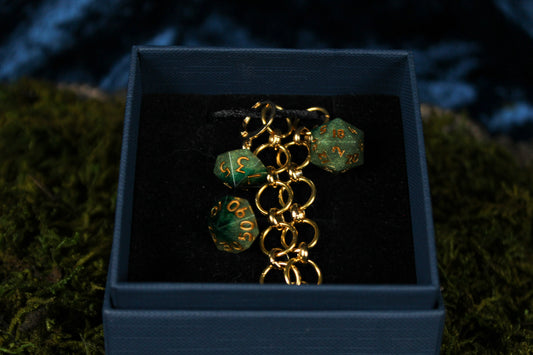 Emerald Dice Chain Row Counter Stitch Marker