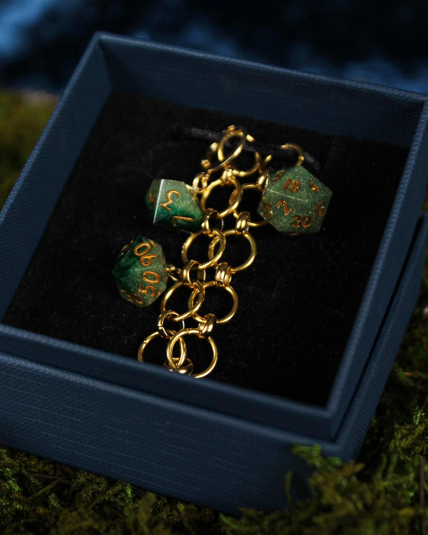 Emerald Dice Chain Row Counter Stitch Marker