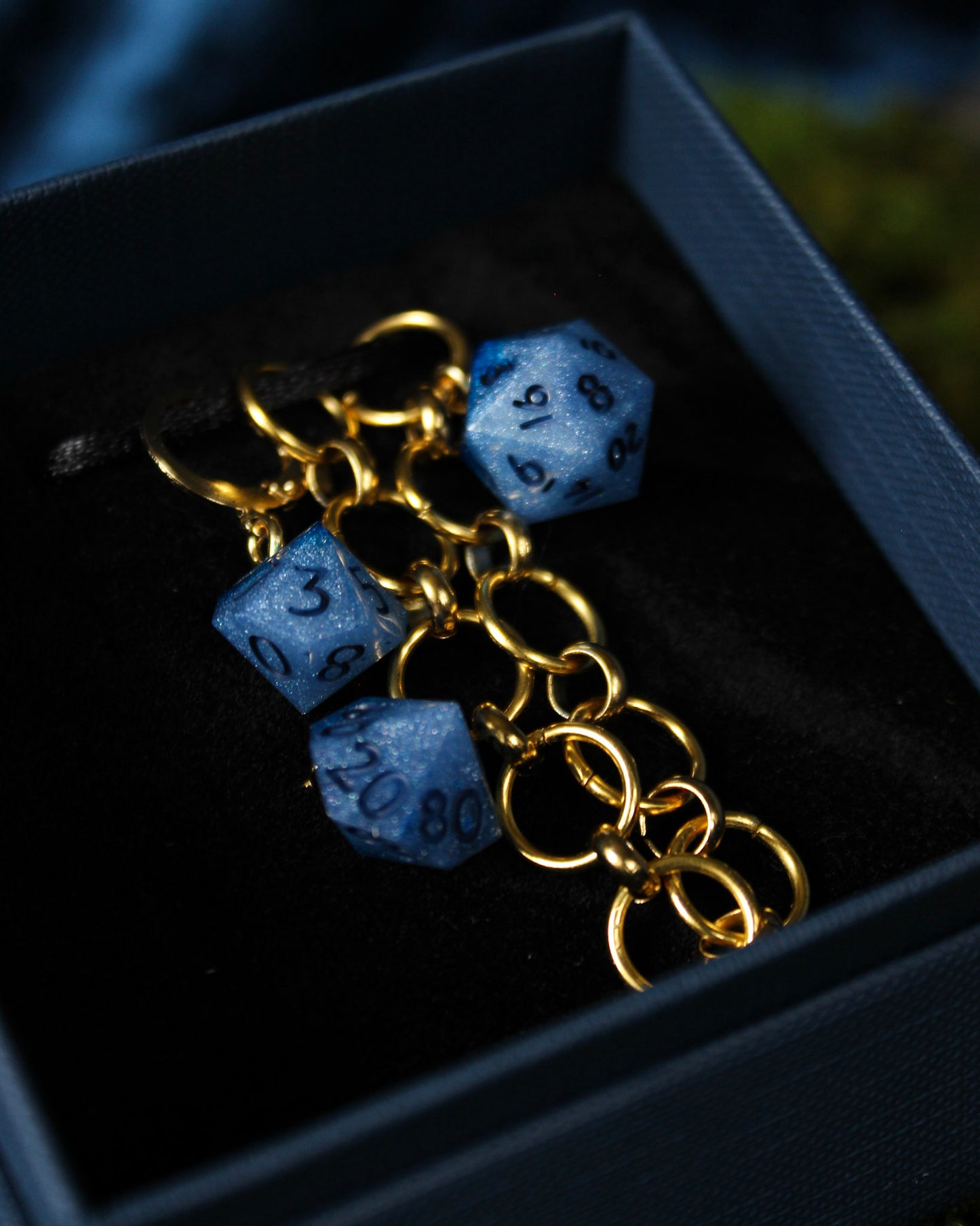 Sapphire Dice Chain Row Counter Stitch Marker