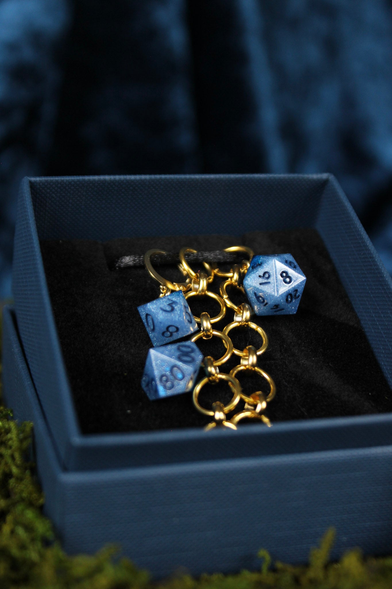 Sapphire Dice Chain Row Counter Stitch Marker