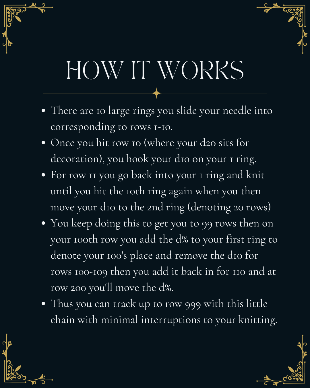 Dice Chain Row Counter Stitch Marker Love Potion