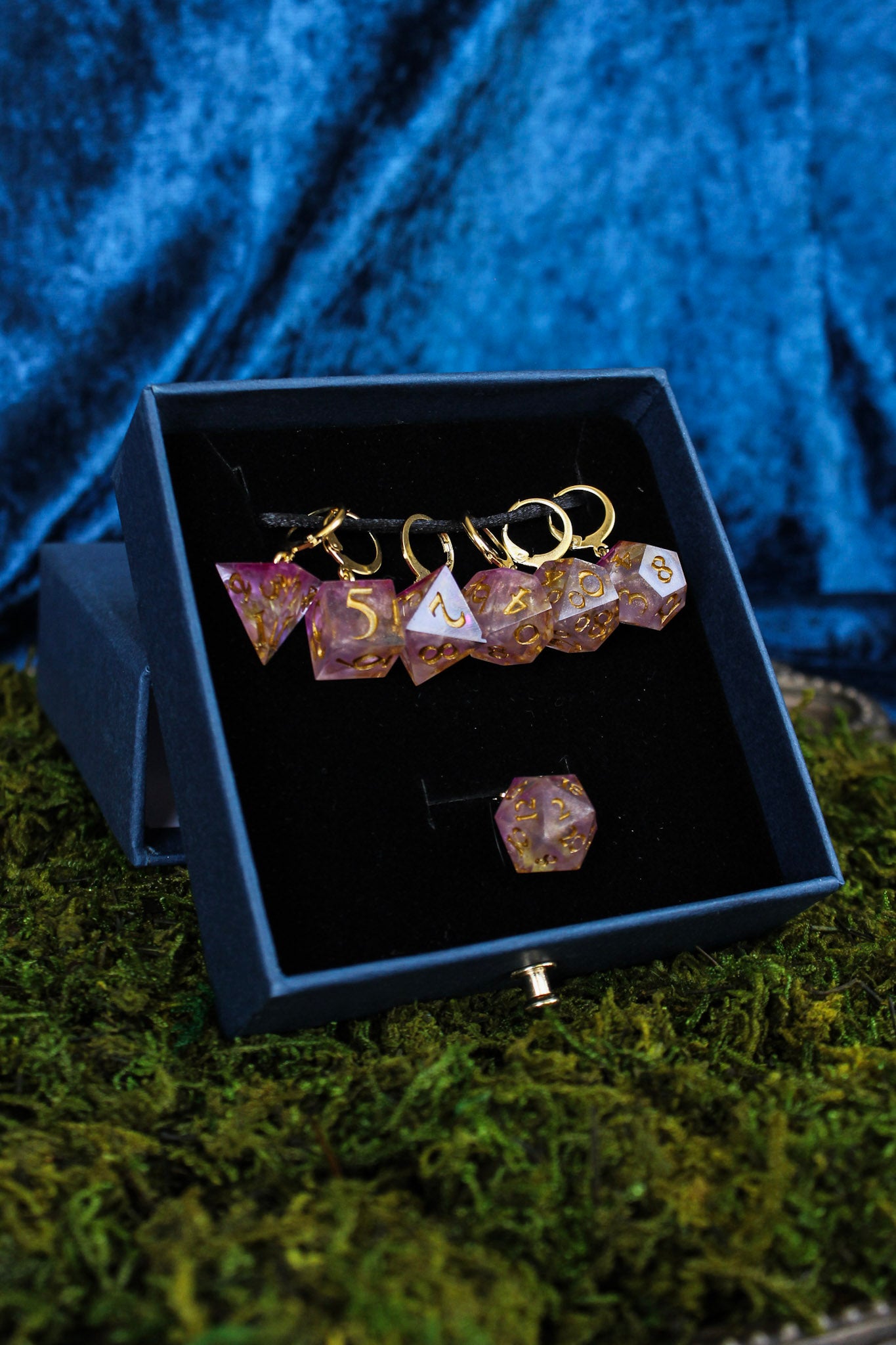 Flower Power Dice Stitch Markers 7 Piece Set RPG