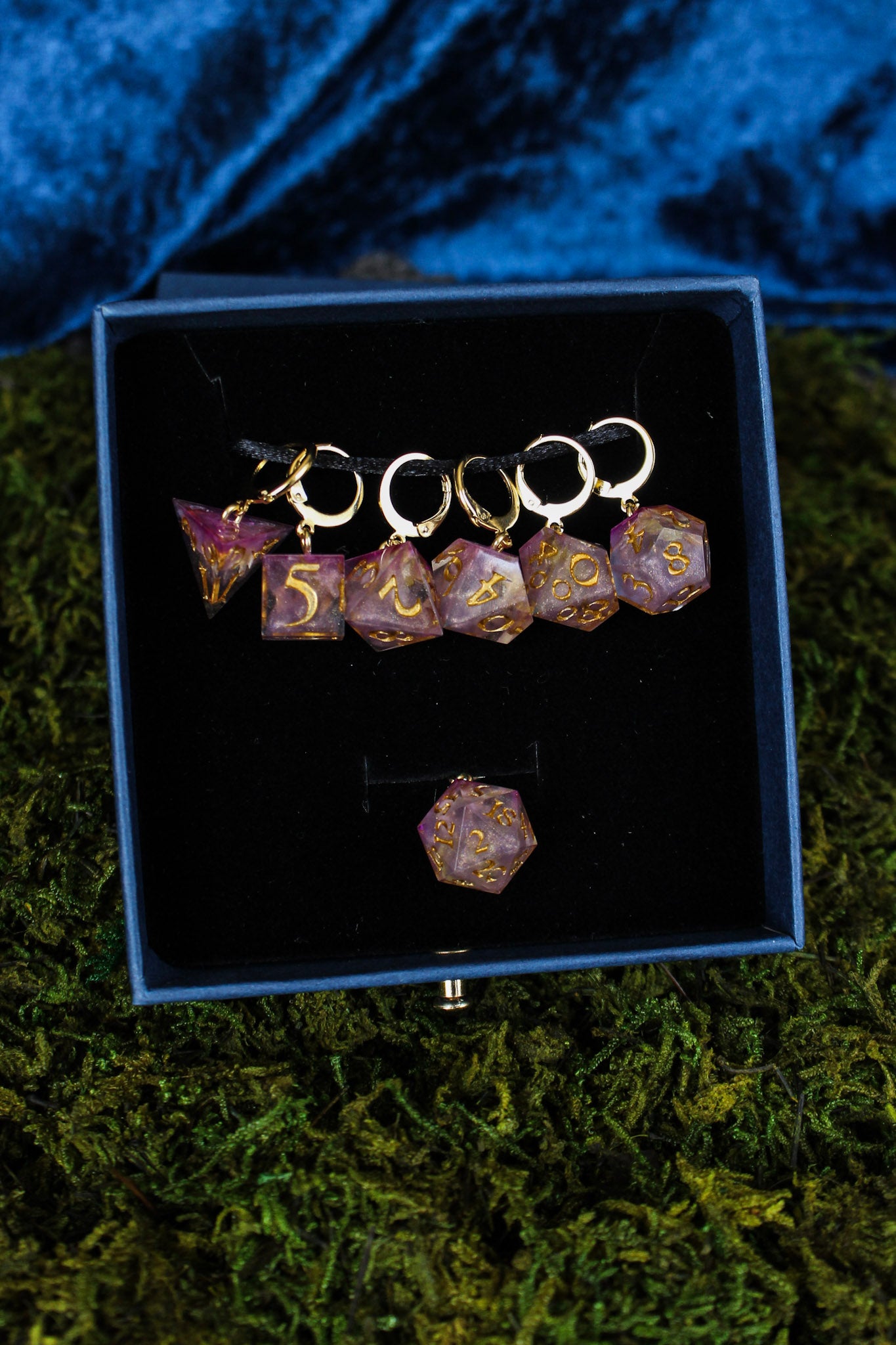 Flower Power Dice Stitch Markers 7 Piece Set RPG