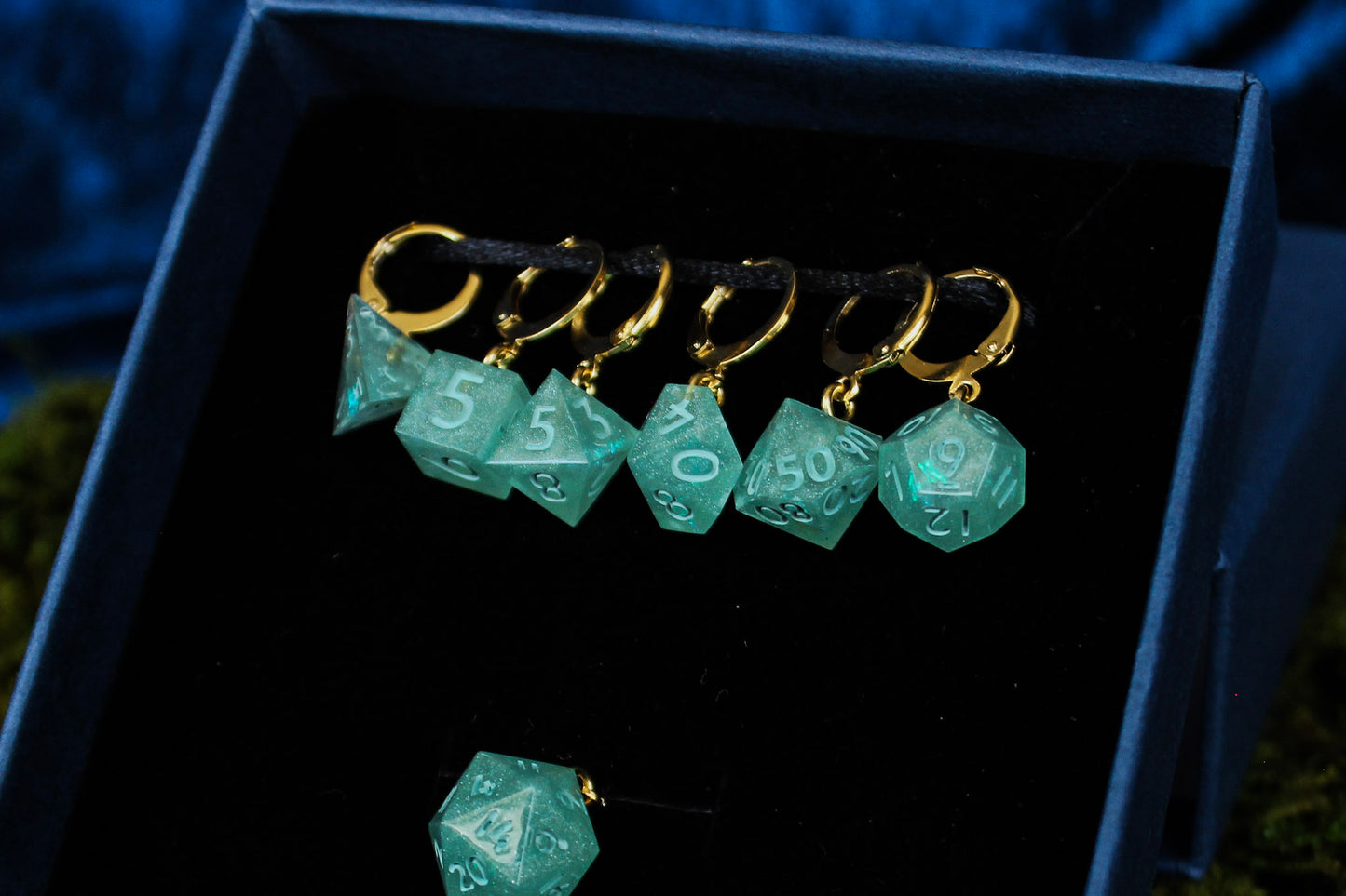 Sage Dice Stitch Markers 7 Piece Set RPG