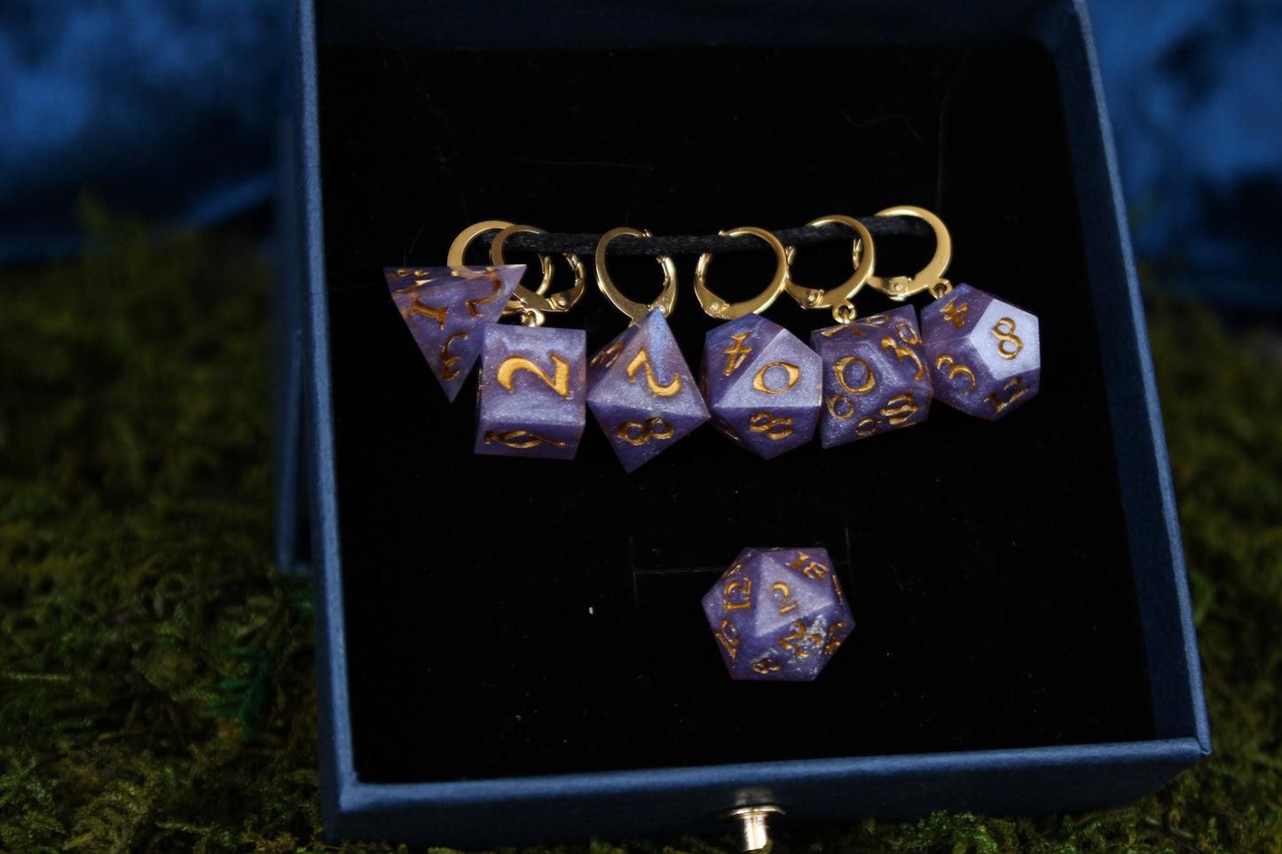 Mage Magic Dice Stitch Markers 7 Piece Set RPG