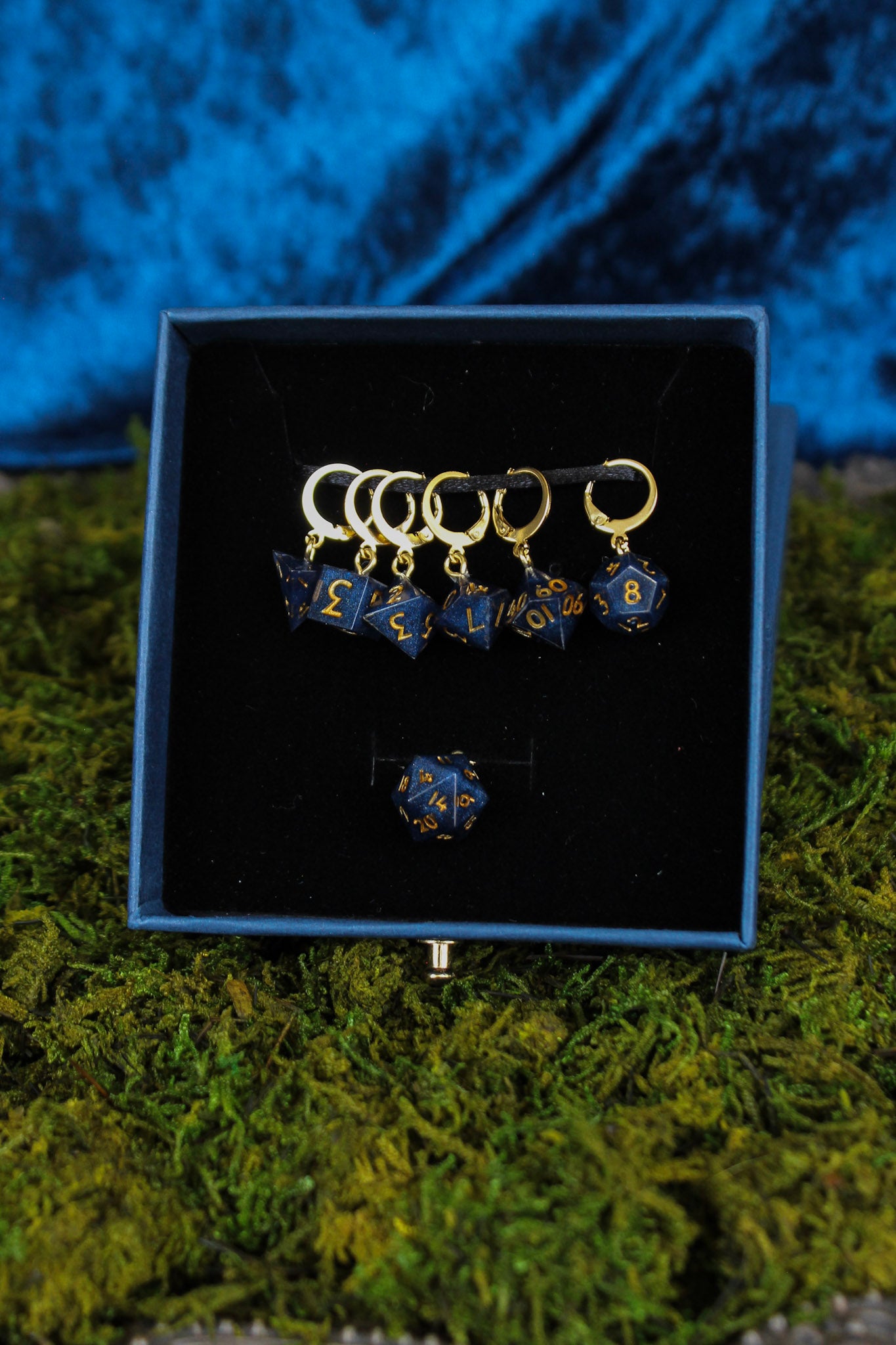 Midnight Dice Stitch Markers 7 Piece Set RPG