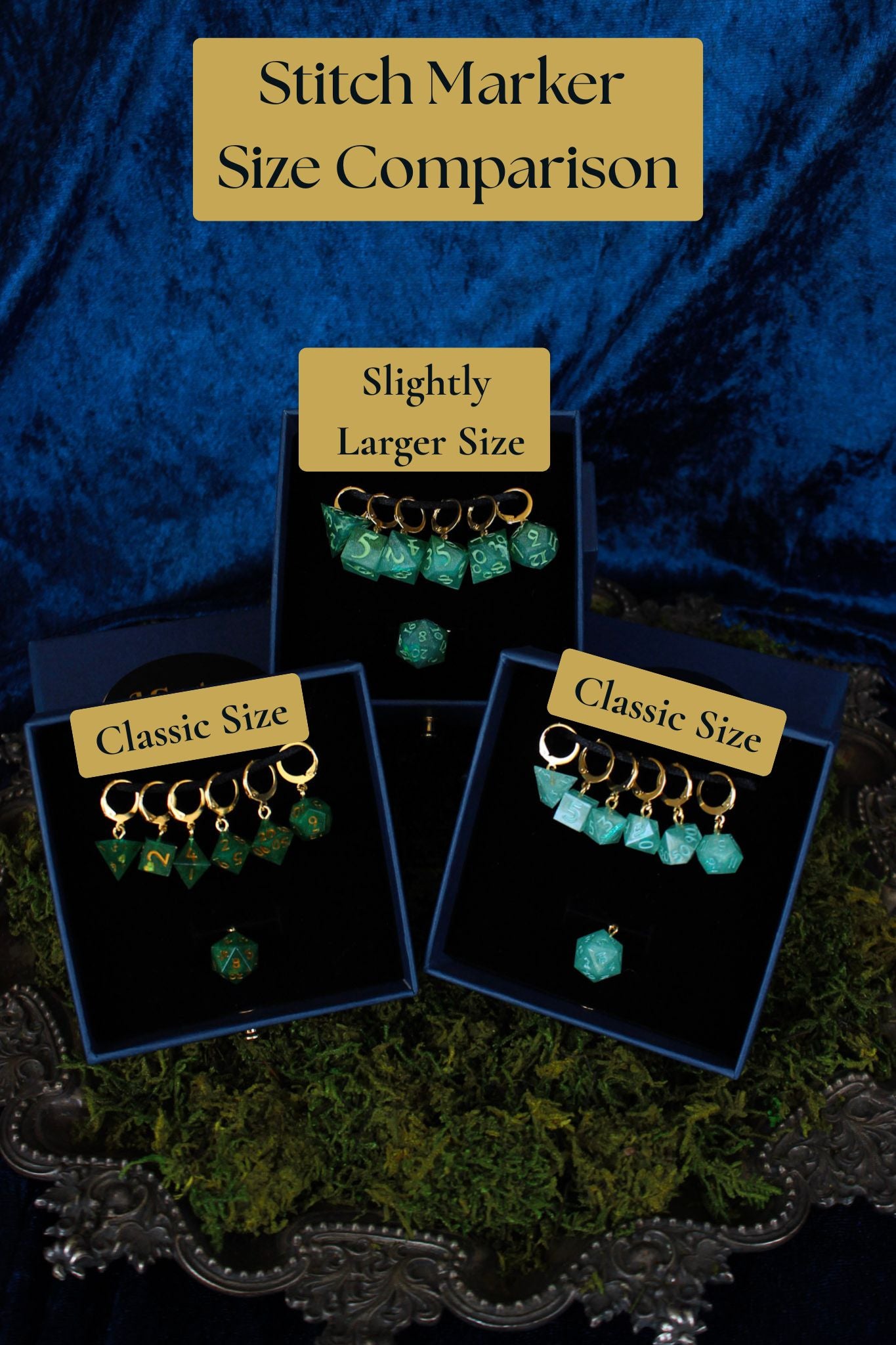 Sage Dice Stitch Markers 7 Piece Set RPG