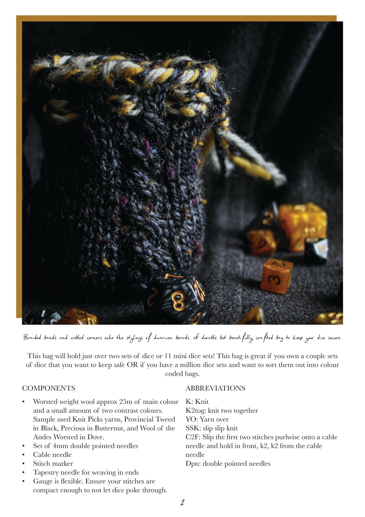 Dwarven Dice Bag Knitting Pattern